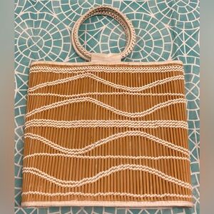 💛TODAY***$13**Vintage trendy look bamboo/lanyard stitching/cotton interior bag.